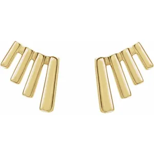 14K Gold Fan Ear Climbers Earrings