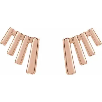 14K Gold Fan Ear Climbers Earrings