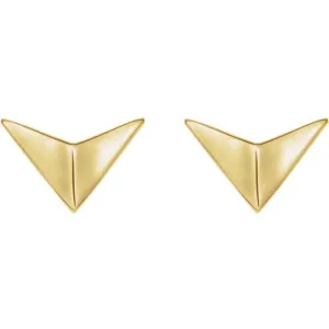 14K Gold Geometric Chevron Post Earrings