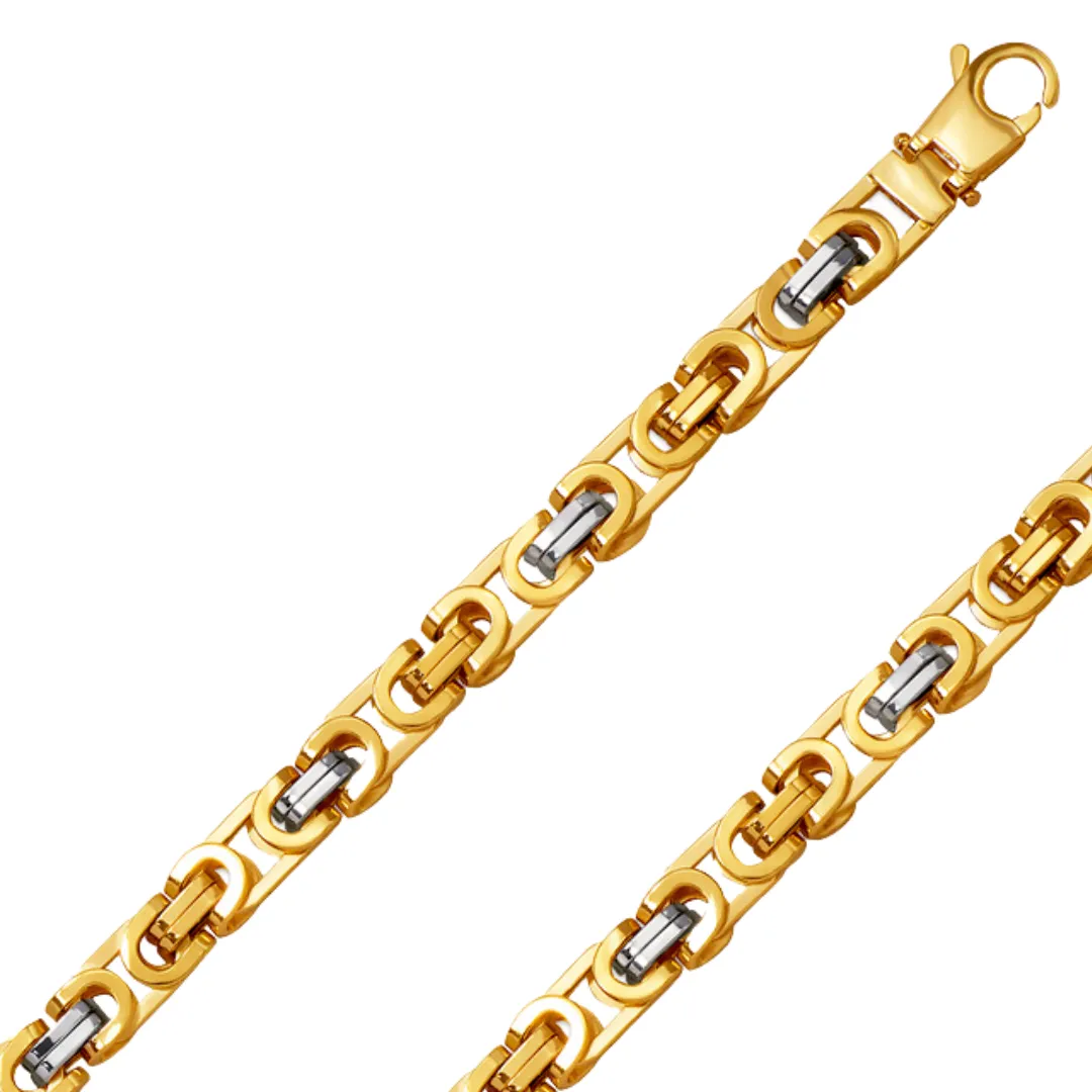 14K Gold Hollow Byzantine 6.20mm - 10.0mm Flat  Chain