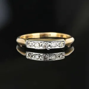 14K Gold Knife Edge Band Five Stone Diamond Ring