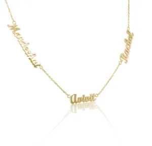 14K Gold Multiple Names Necklace (Script)