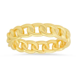 14k Gold Over Silver Curb Chain Eternity Band Ring