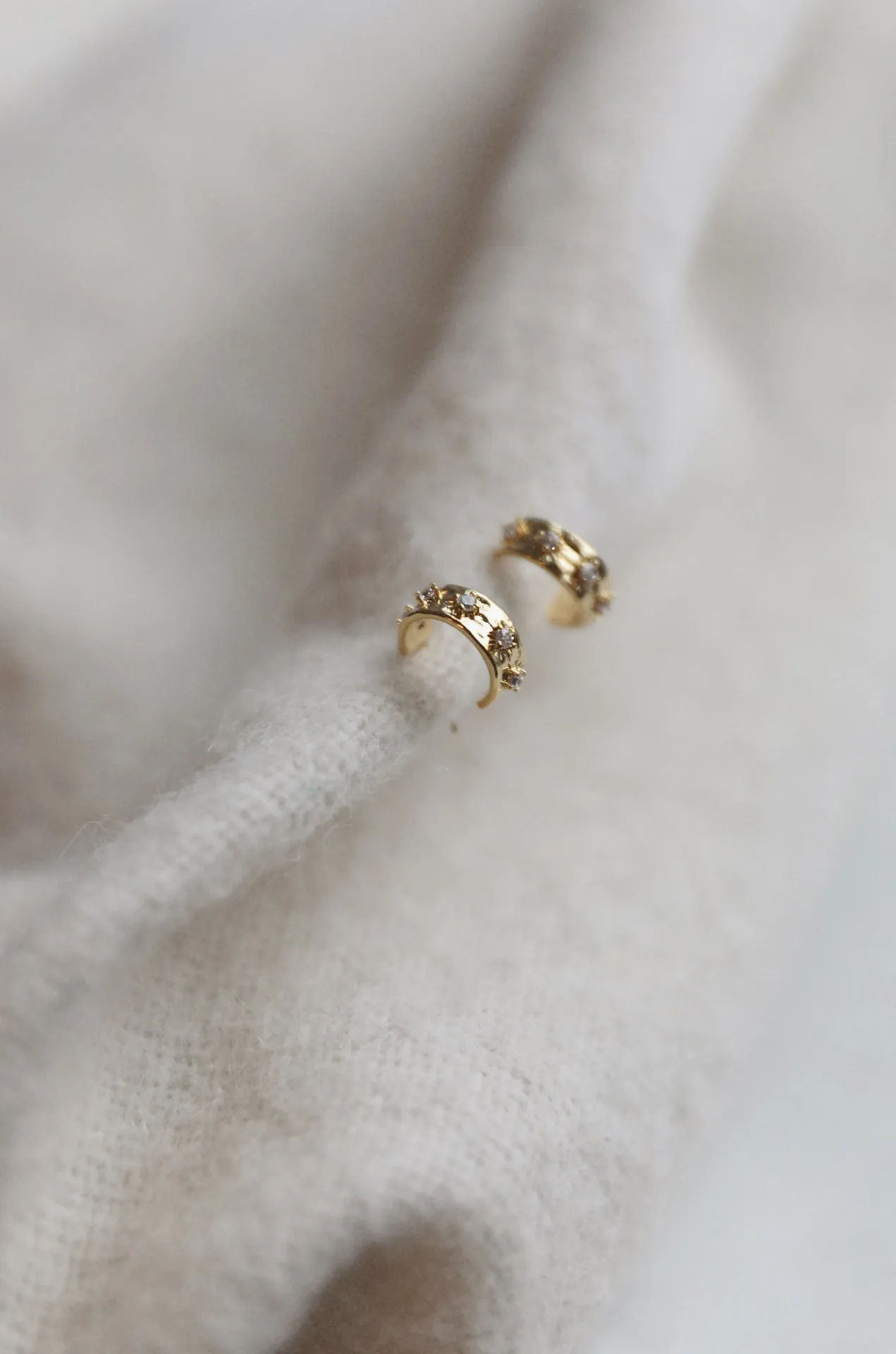 14k Gold Studded Hoop Earrings