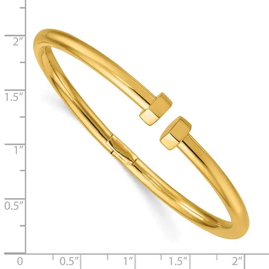 14K Polished Hinged Cuff Bangle