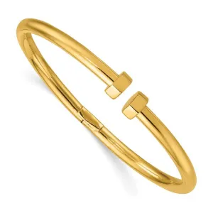 14K Polished Hinged Cuff Bangle