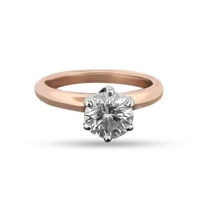 14K Rose Gold 1.08cts Round Brilliant Diamond Solitaire Engagement Ring