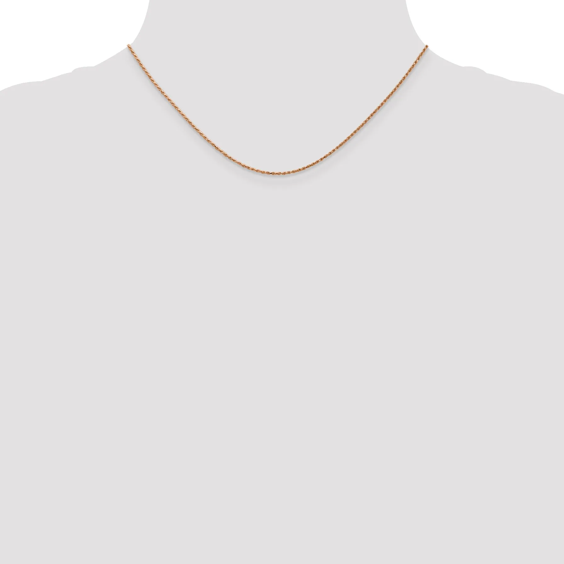 14k Rose Gold 1mm D/C Machine-made Rope Chain