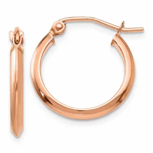 14k Rose Gold 2.5MM Knife Edge Hoop Earrings