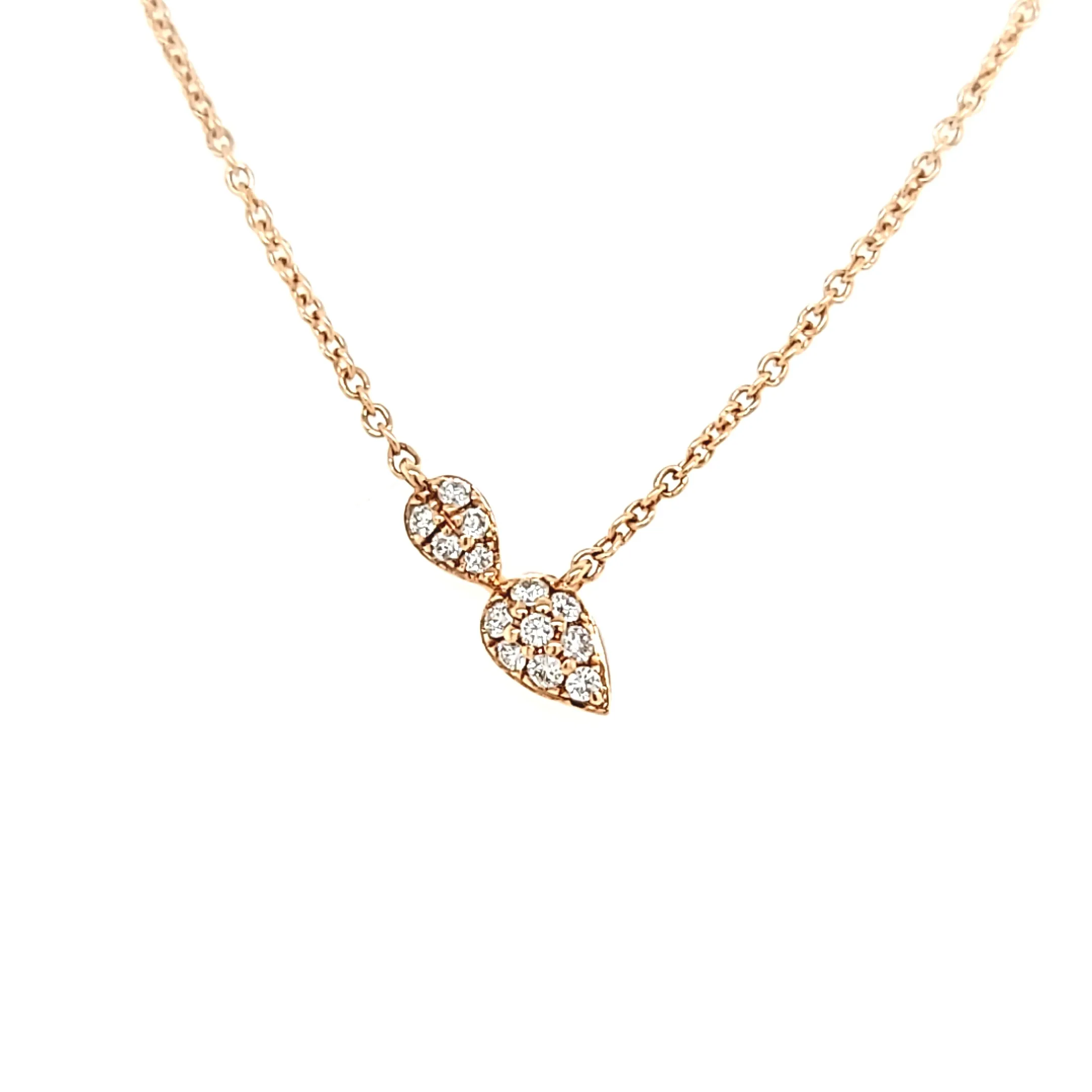 14k Rose Gold Diamond Pear Shaped Pod Bolo Necklace (I4112)