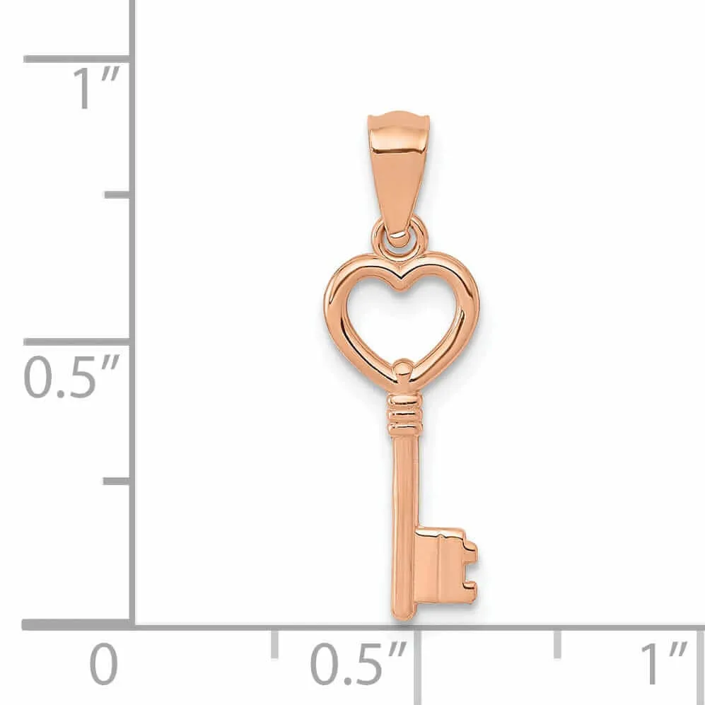 14k Rose Gold Key Charm Pendant