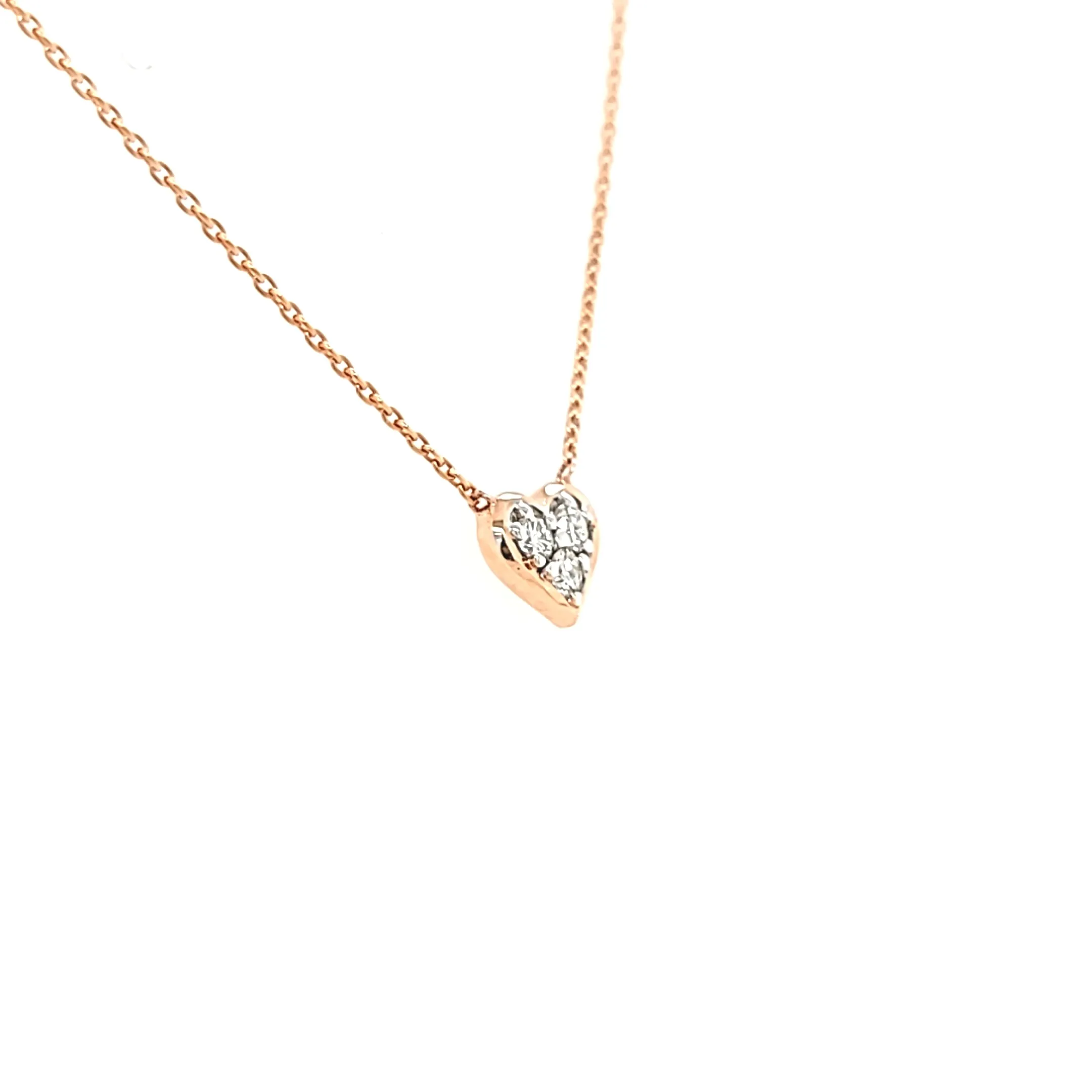 14k Rose Gold Petite Diamond Heart Necklace (I6431)