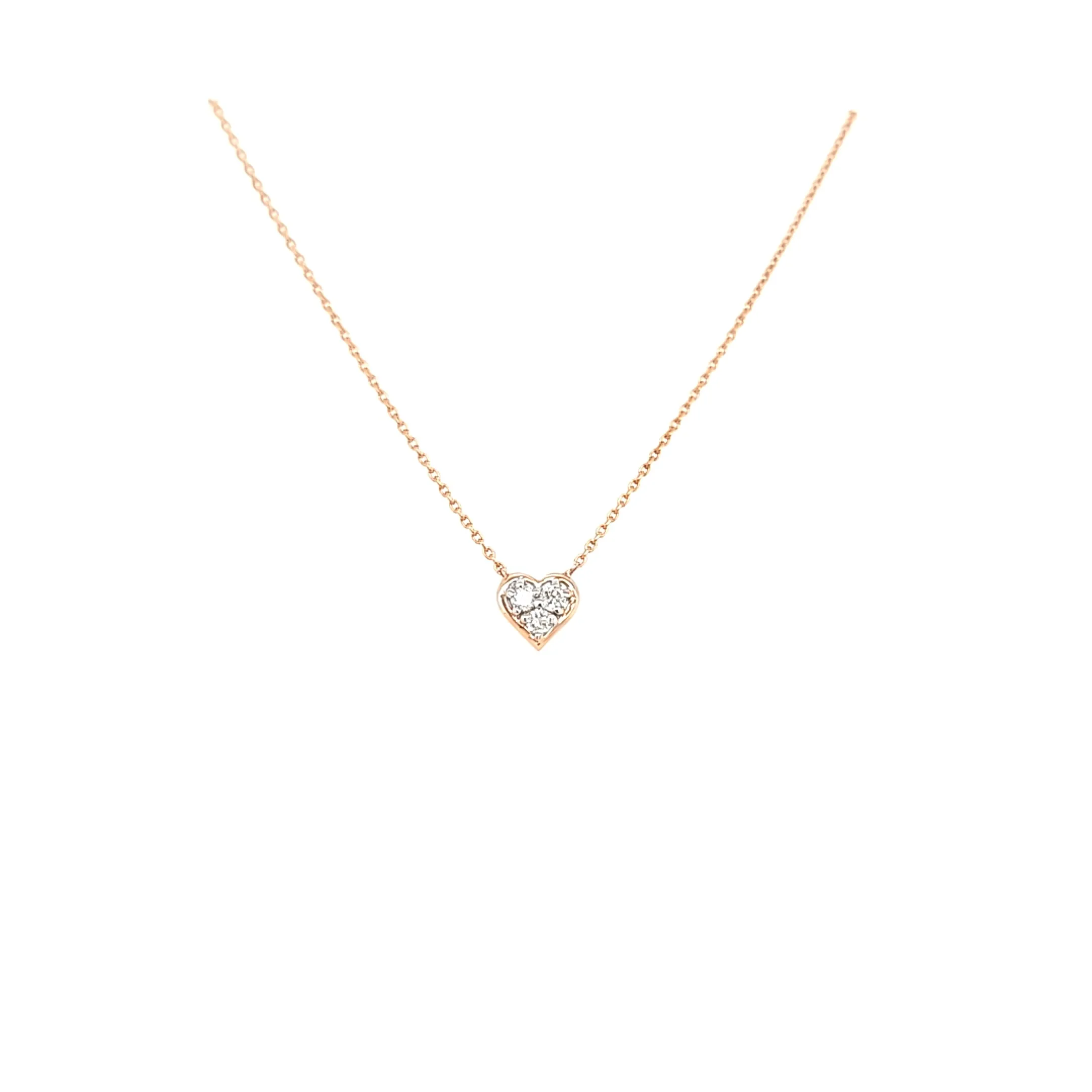 14k Rose Gold Petite Diamond Heart Necklace (I6431)