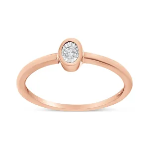 14K Rose Gold Plated .925 Sterling Silver 1/20 Cttw Miracle Set Diamond Ring (J-K Color, I1-I2 Clarity)