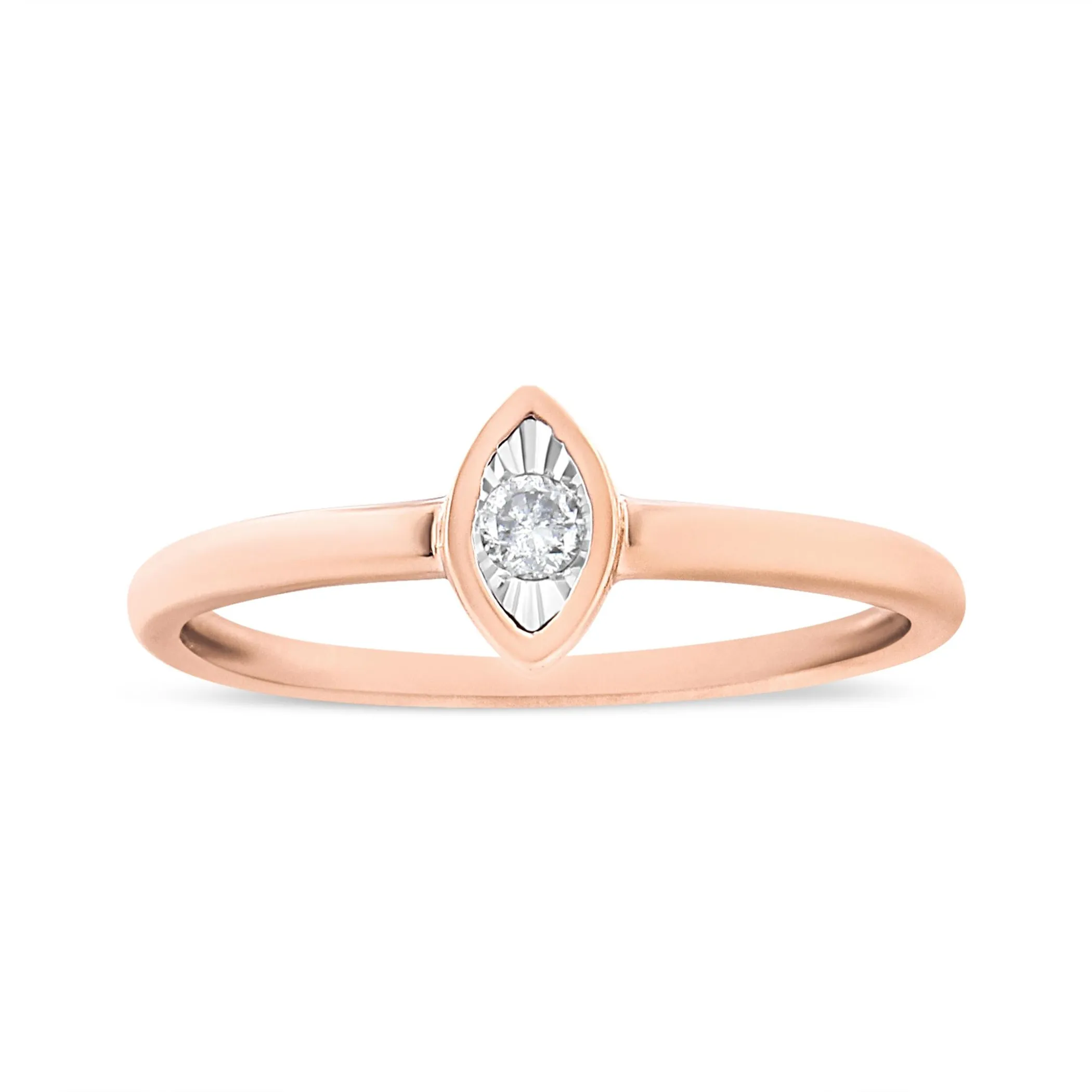 14K Rose Gold Plated .925 Sterling Silver Miracle Set Diamond Accent Pear Shape Promise Ring (J-K Color, I1-I2 Clarity)