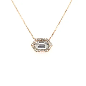 14k Rose Gold Pointed White Quartz Necklace (I6537)