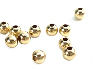 14K Solid Gold 4mm Round Beads, Sku#11-05-7040