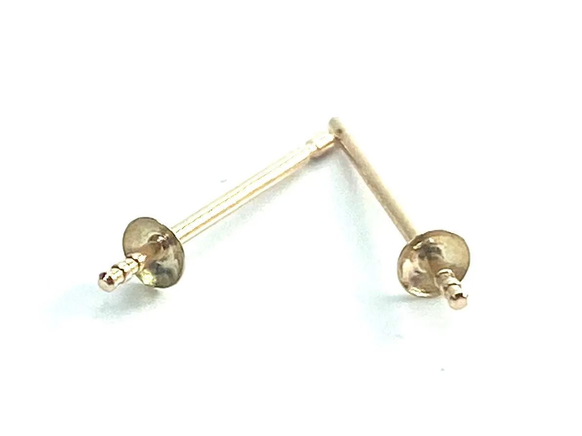 14K Solid Gold Ear Post 531, 2.25mm Cup With Peg, Sku#11-28-3025