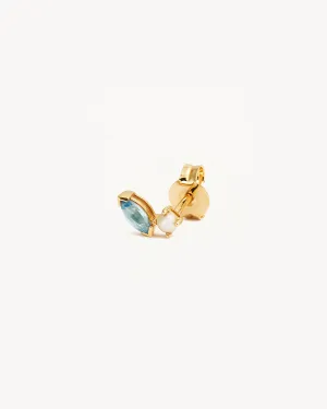 14k Solid Gold Into The Blue Stud Earring