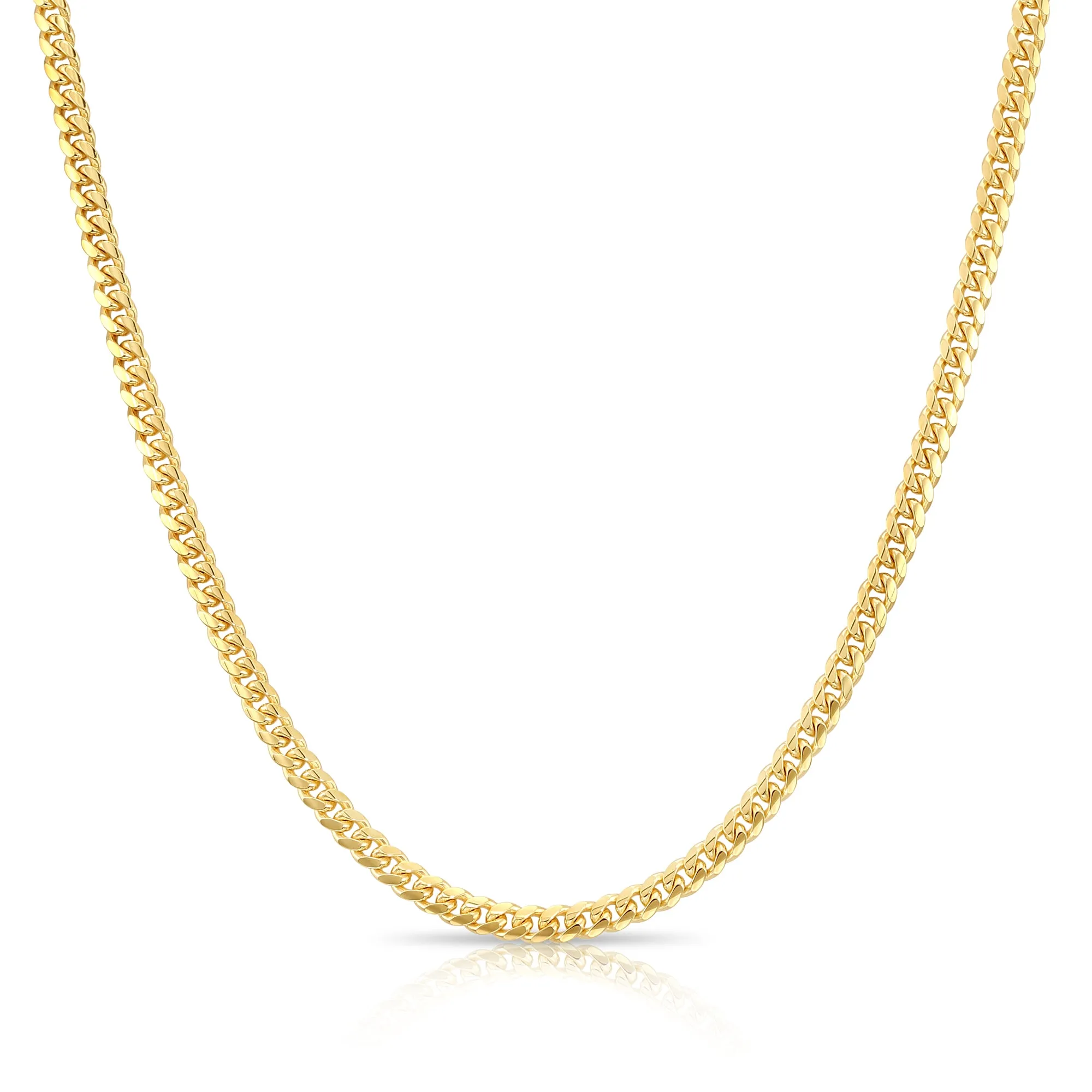 14k Solid Gold Miami Cuban Chain, Heavy Solid 14k Gold Chain, Sizes 2.6mm 4mm