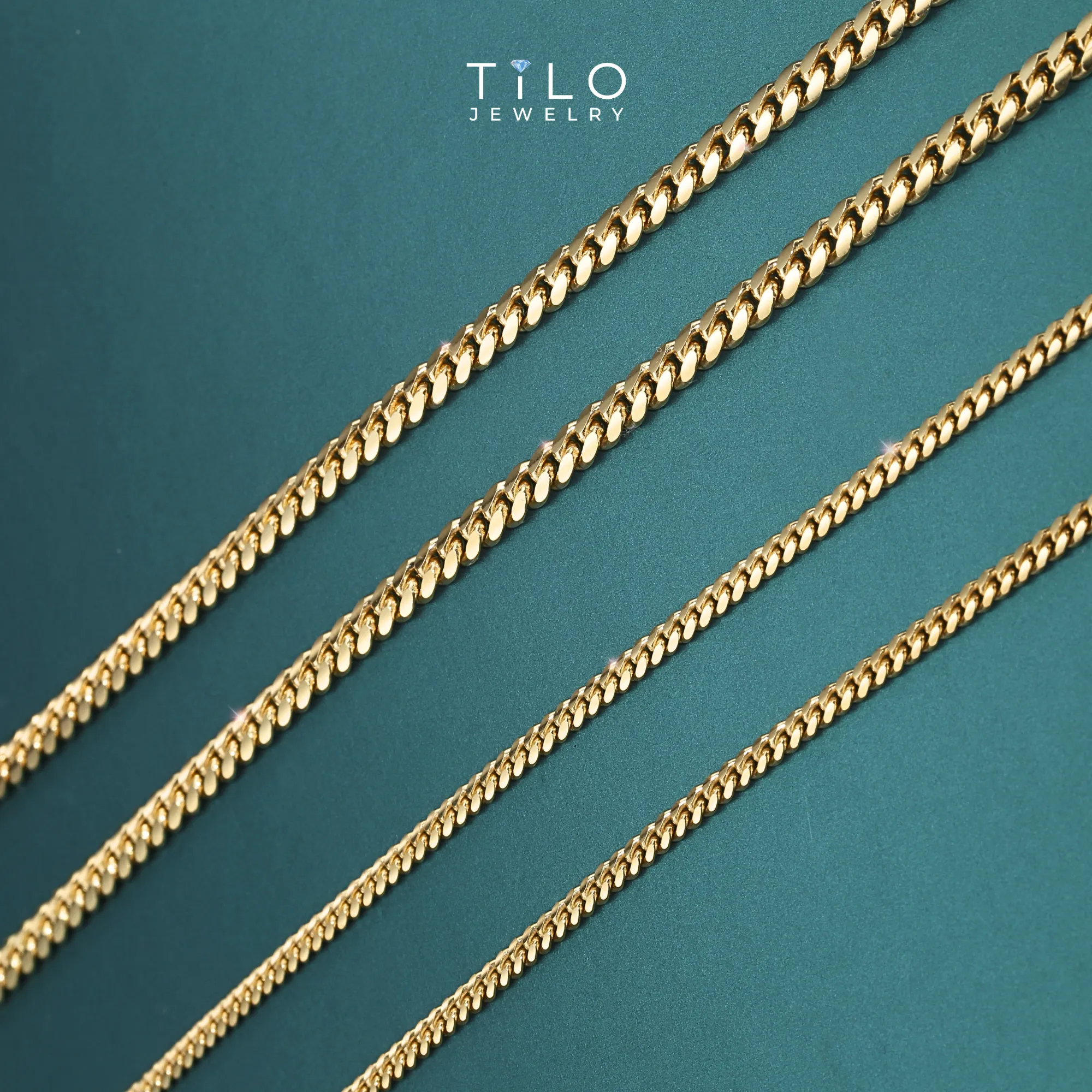 14k Solid Gold Miami Cuban Chain, Heavy Solid 14k Gold Chain, Sizes 2.6mm 4mm