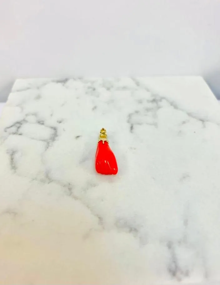 14K Solid Gold Red Azabache Hand Pendant ● Protection Jewelry ● Azabache Fist Pendant ● Charm Pendant