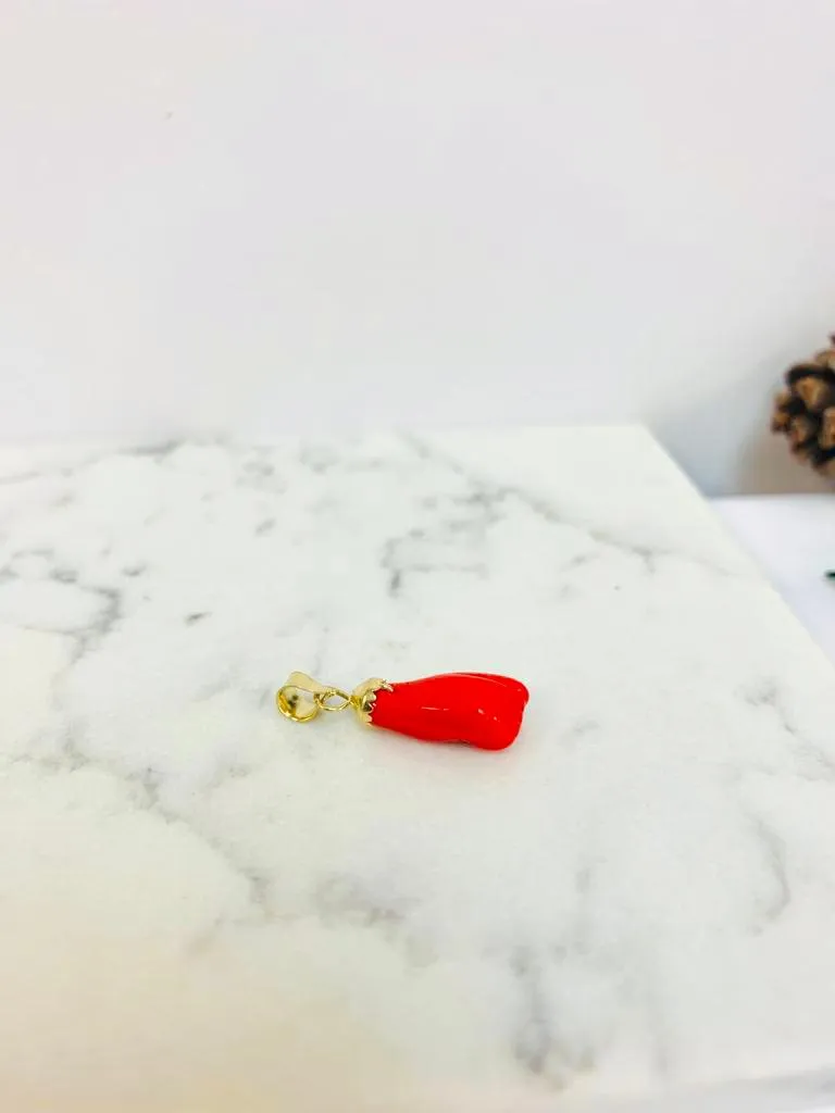 14K Solid Gold Red Azabache Hand Pendant ● Protection Jewelry ● Azabache Fist Pendant ● Charm Pendant