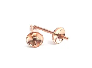 14K Solid Pink Gold Earring Post 4mm Cup