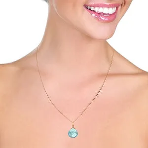 14K Solid Rose Gold Blue Topaz Necklace