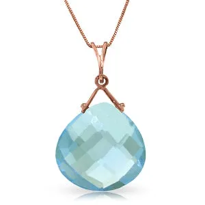 14K Solid Rose Gold Blue Topaz Necklace