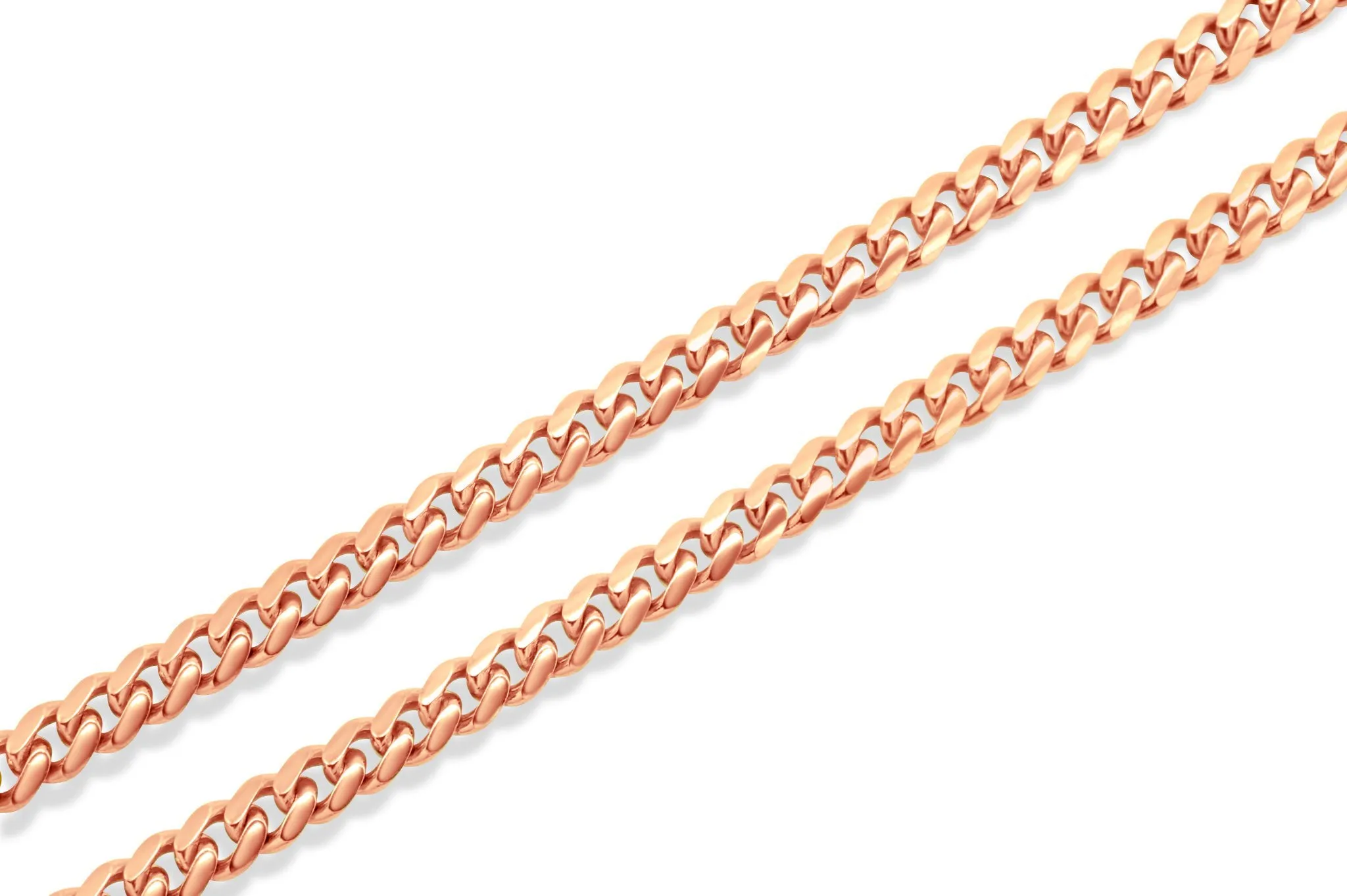 14k Solid Rose Gold Cuban Link Chain 3mm