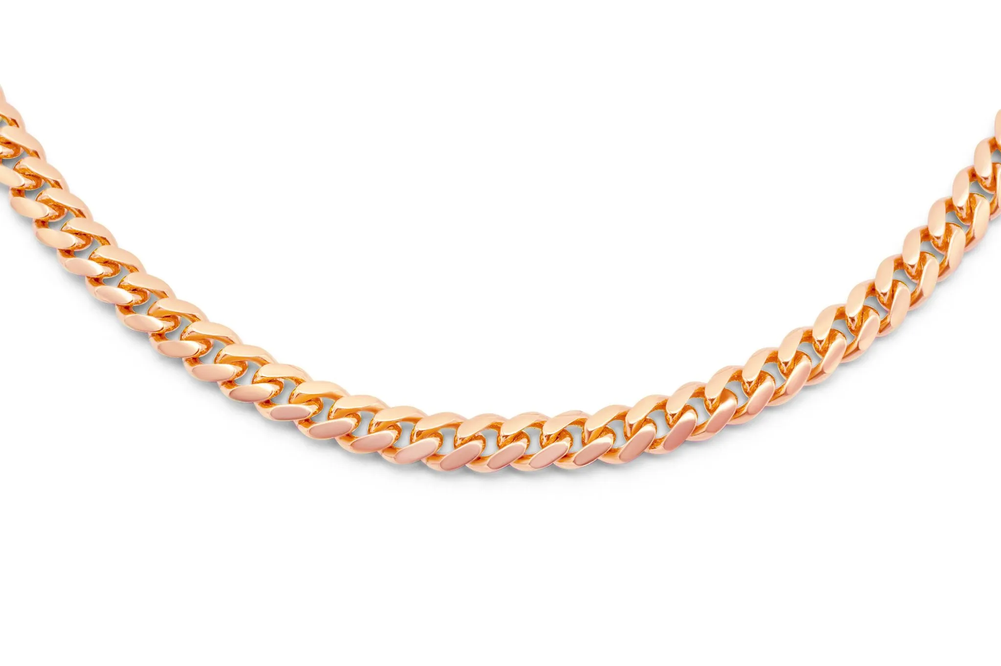 14k Solid Rose Gold Cuban Link Chain 3mm