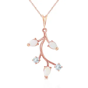 14K Solid Rose Gold Necklace w/ Opals & Aquamarines