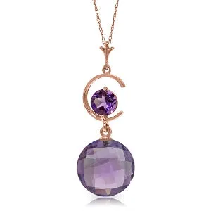 14K Solid Rose Gold Purple Amethyst Necklace Gemstone New