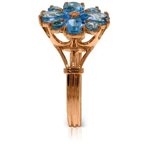 14K Solid Rose Gold Ring Natural Blue Topaz