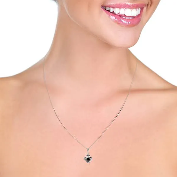 14K Solid White Gold Necklace Natural 0.5 Carat Black Diamond Certified