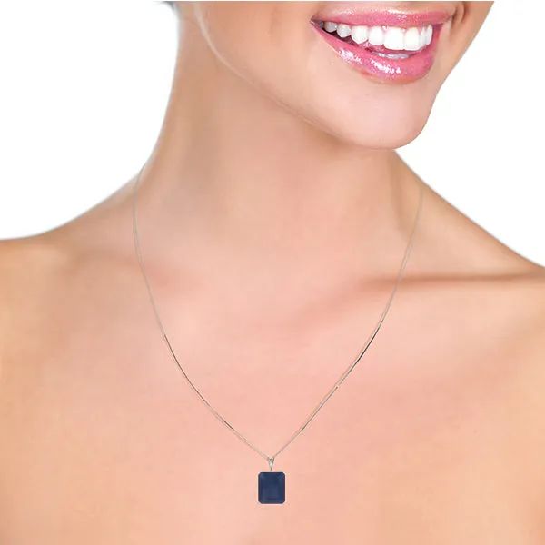 14K Solid White Gold Necklace w/ Octagon Natural Sapphire