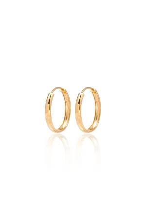 14K Solid Yellow Gold 3MM Thick Round Cut Hoop Earring