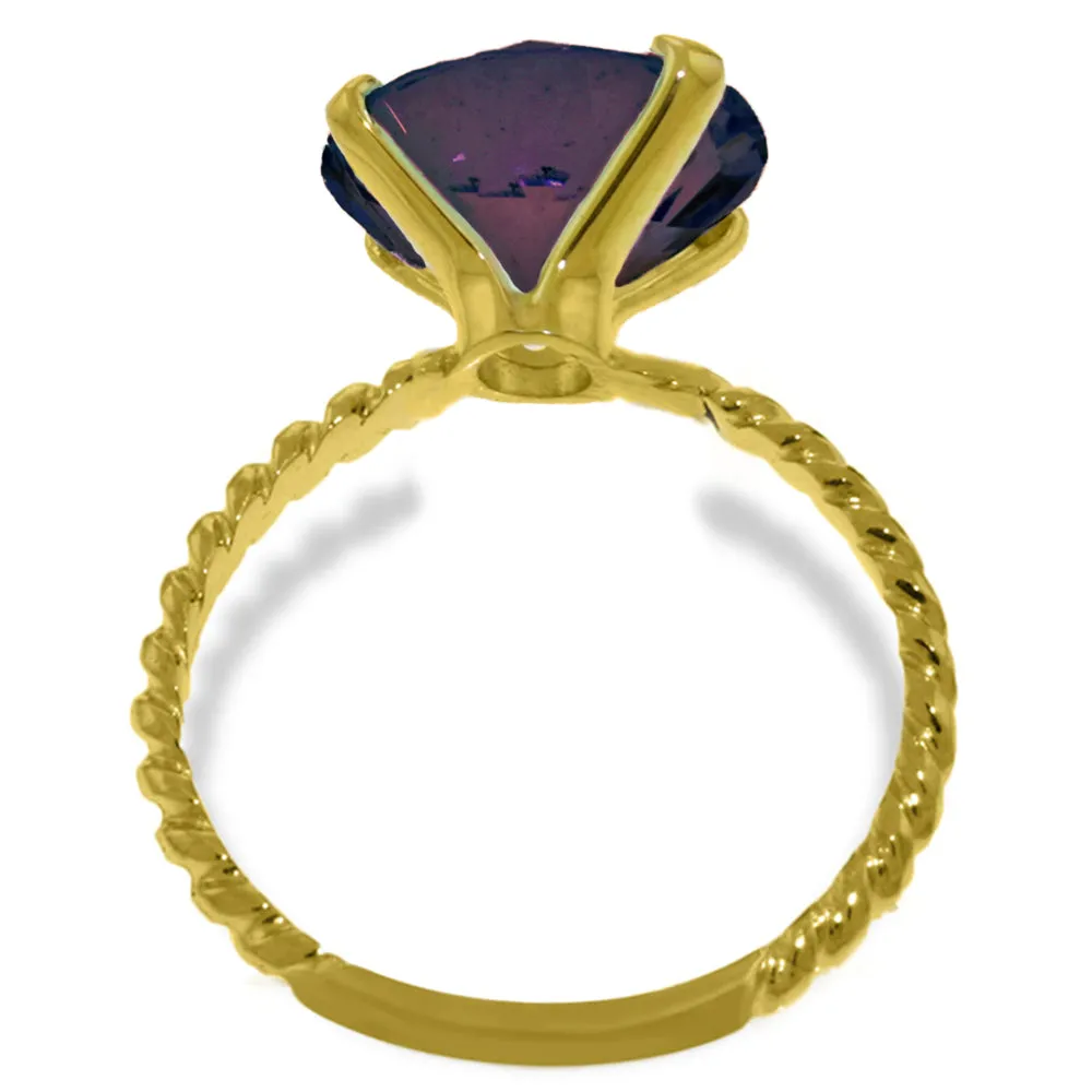 14K Solid Yellow Gold Natural 12.0 mm Round Amethyst Ring