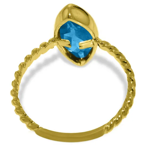 14K Solid Yellow Gold Rings w/ Natural Marquis Blue Topaz