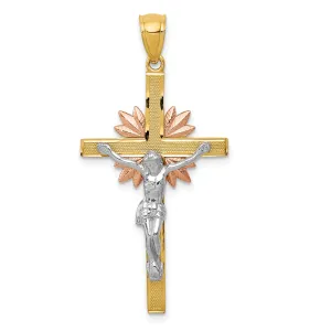 14k Tri-Color Gold Celtic Crucifix Cross Pendant