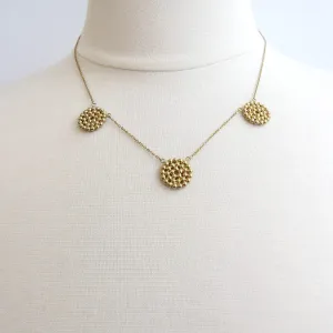 14k Triple Beaded Circle Necklace