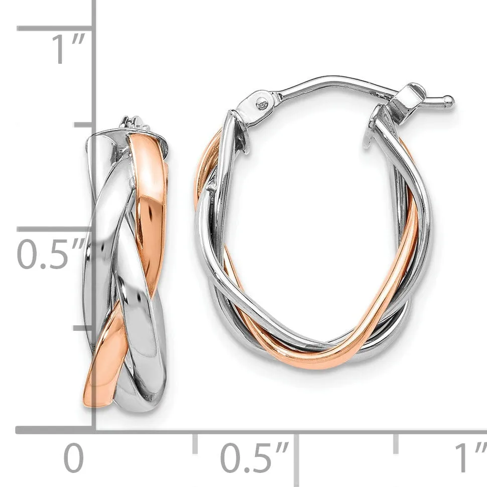 14k Two Tone Gold Hoop Earrings