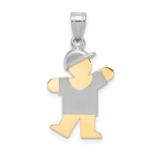 14k Two-tone Polished Boy With Hat Kiss Charm