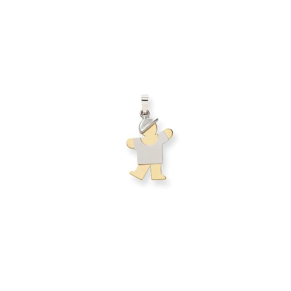 14k Two-tone Polished Boy With Hat Kiss Charm