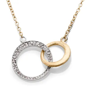 14K White and Gold Circle Diamond Necklace