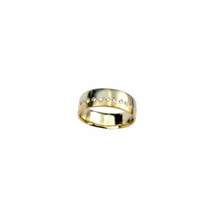 14k white and yellow gold bi-metal ring flush set diamond wedding or anniversary band