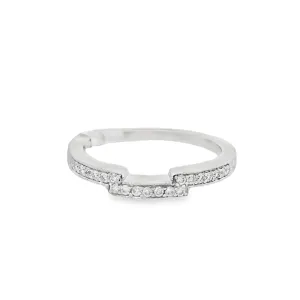 14K White Gold 0.10ct Diamond Curved Women's Wedding Band