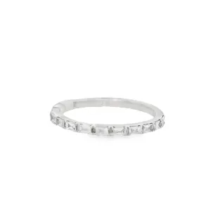 14K White Gold 0.21ct Diamond Stackable Women's Wedding Band