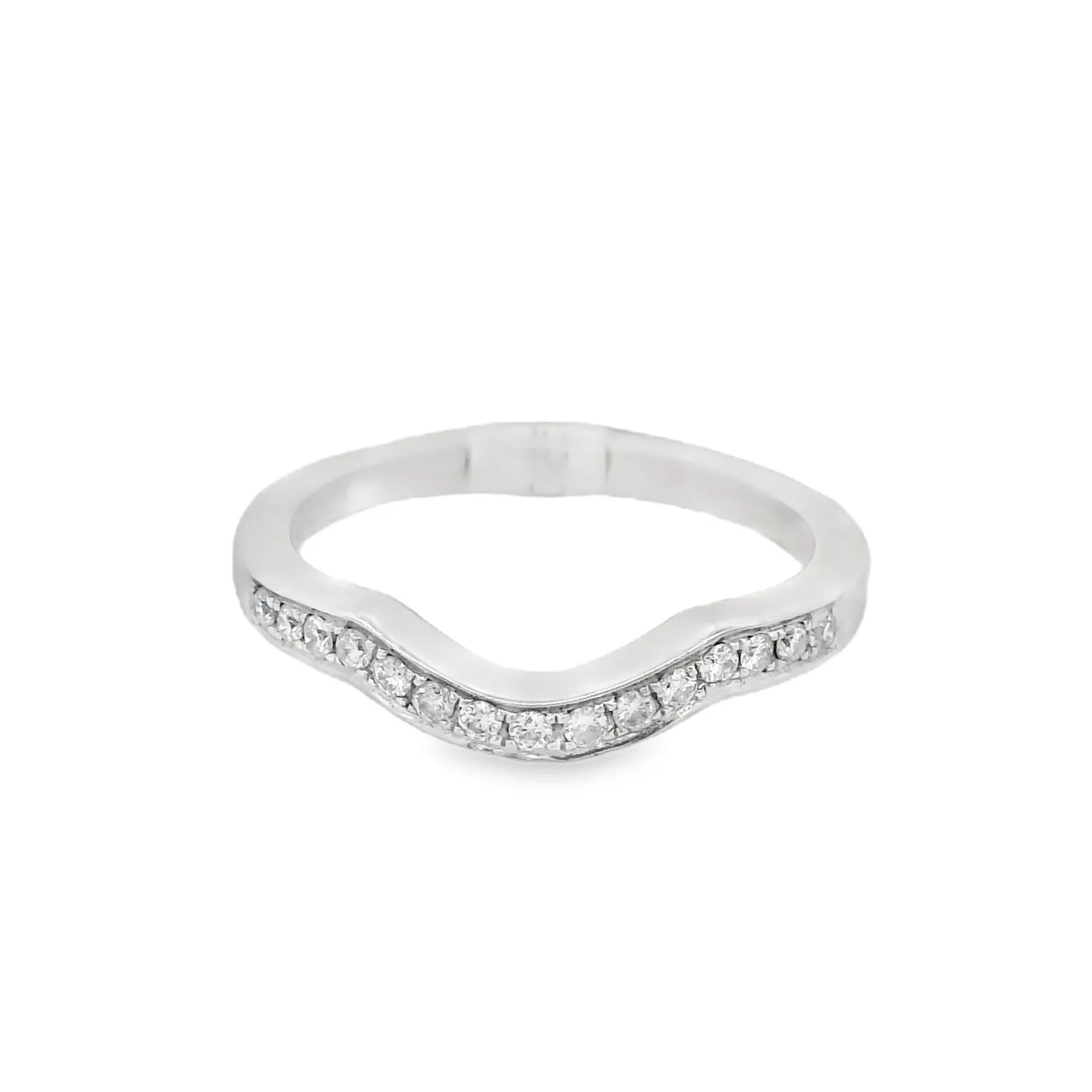 14K White Gold 0.31ct Diamond Curved Women's Wedding Band